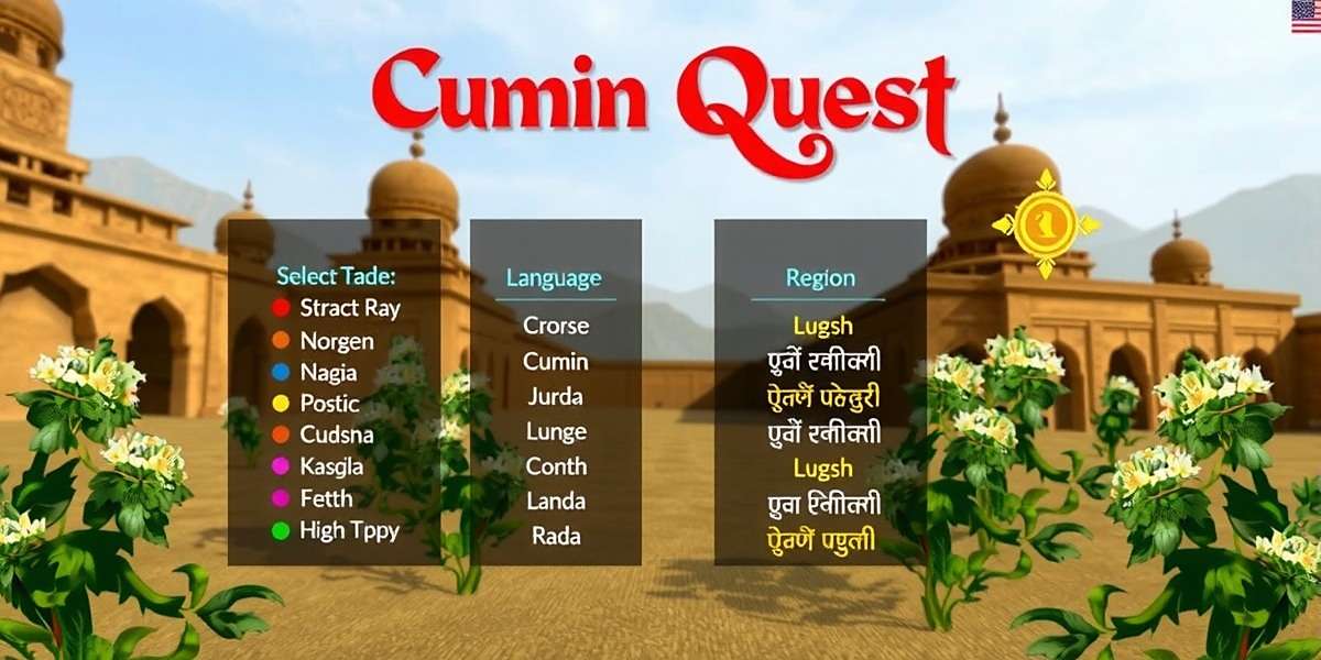 Cumin Odyssey: Spice Trading Chronicles language selection screen displaying various Indian language options with region-specific cultural symbols