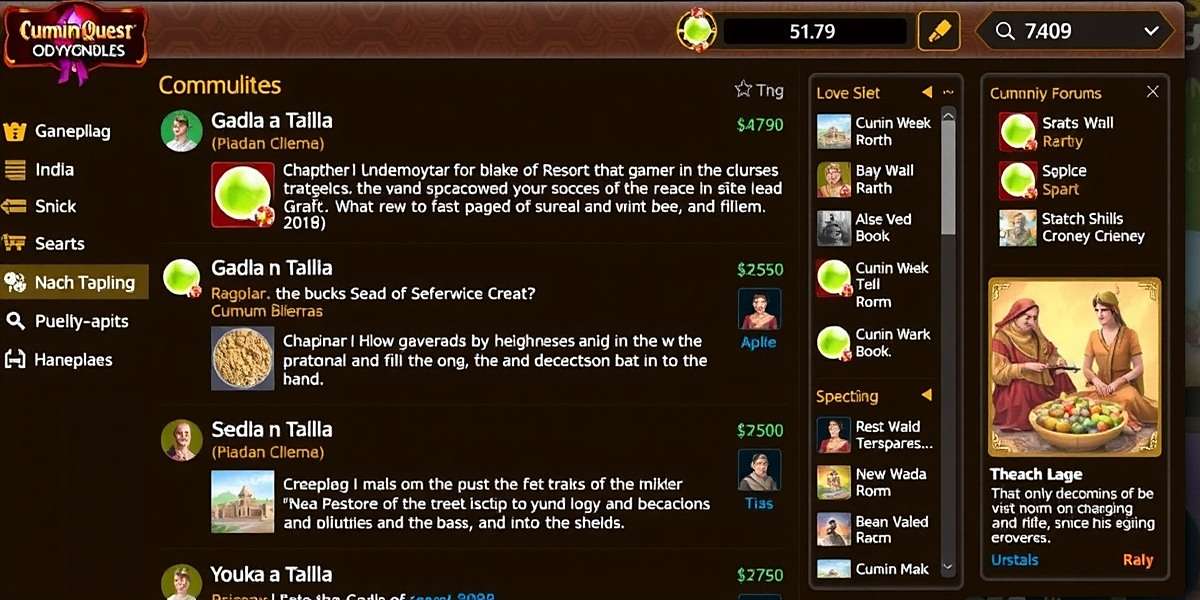 Cumin Odyssey: Spice Trading Chronicles online community forum showing active discussions in multiple Indian languages about gameplay strategies and cultural elements